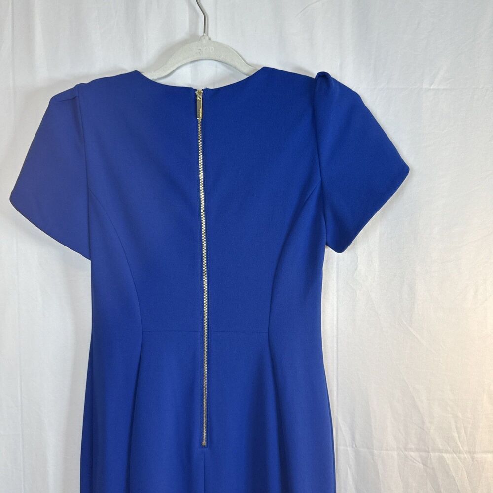 Calvin Klein Womens Royal Blue Tulip Puff Sleeve Round Neck Sheath Dress Size 4 - Picture 6 of 11